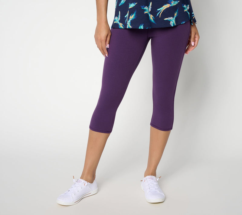 Denim & Co. Active Petite Printed or Solid Duo Stretch Capris — Main view