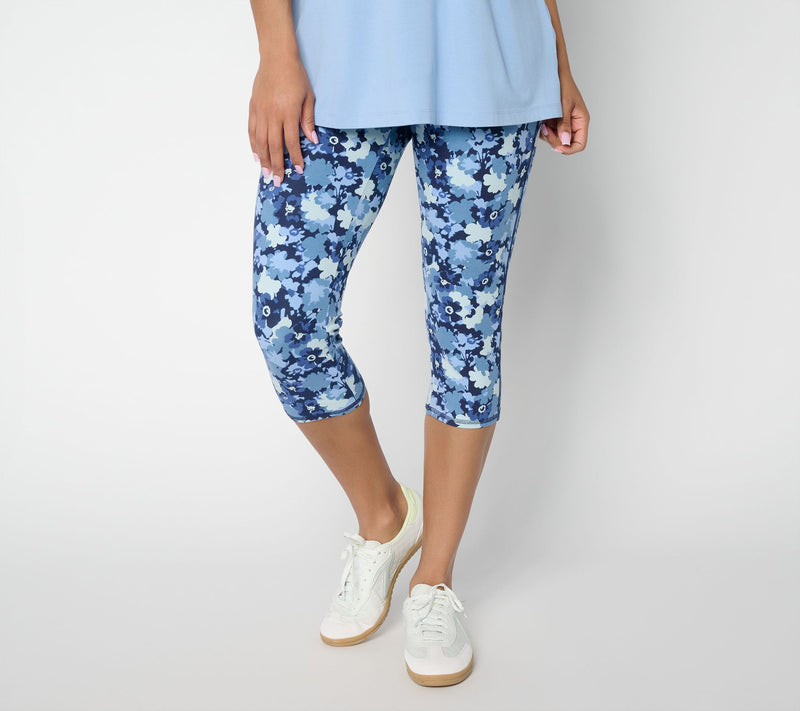 Denim & Co. Active Petite Printed or Solid Duo Stretch Capris — View 11