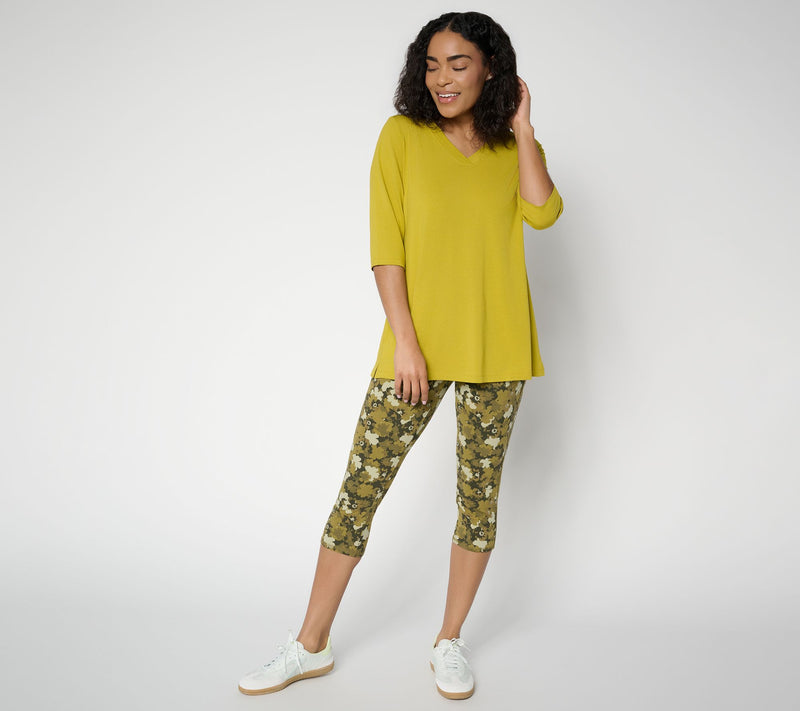 Denim & Co. Active Petite Printed or Solid Duo Stretch Capris — View 7