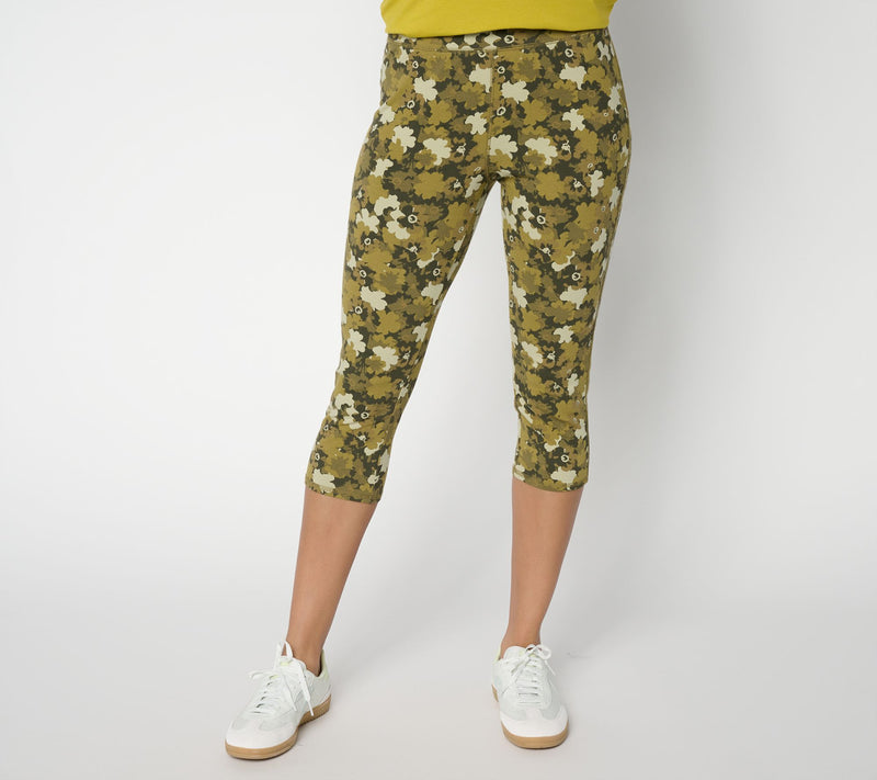 Denim & Co. Active Petite Printed or Solid Duo Stretch Capris — View 12