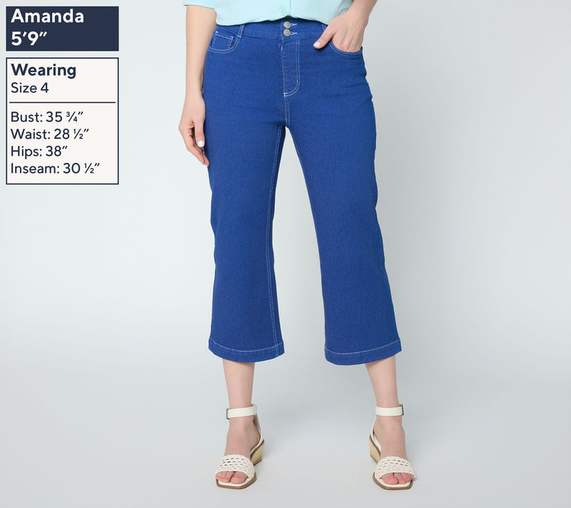 Denim & Co. Regular Classic Stretch Wide Leg Crop Jeans — View 3