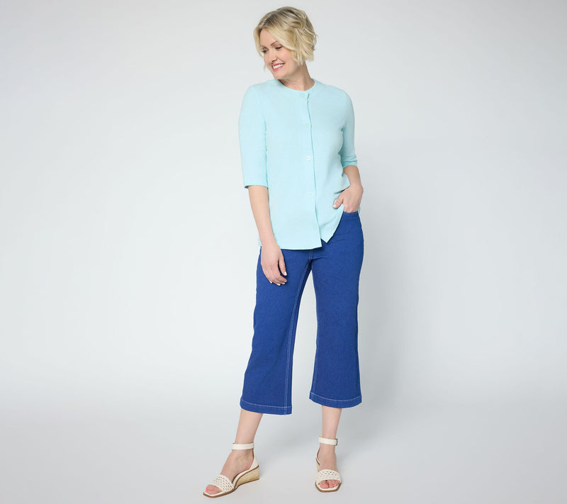 Denim & Co. Petite Classic Stretch Wide Leg Crop Jeans — View 5