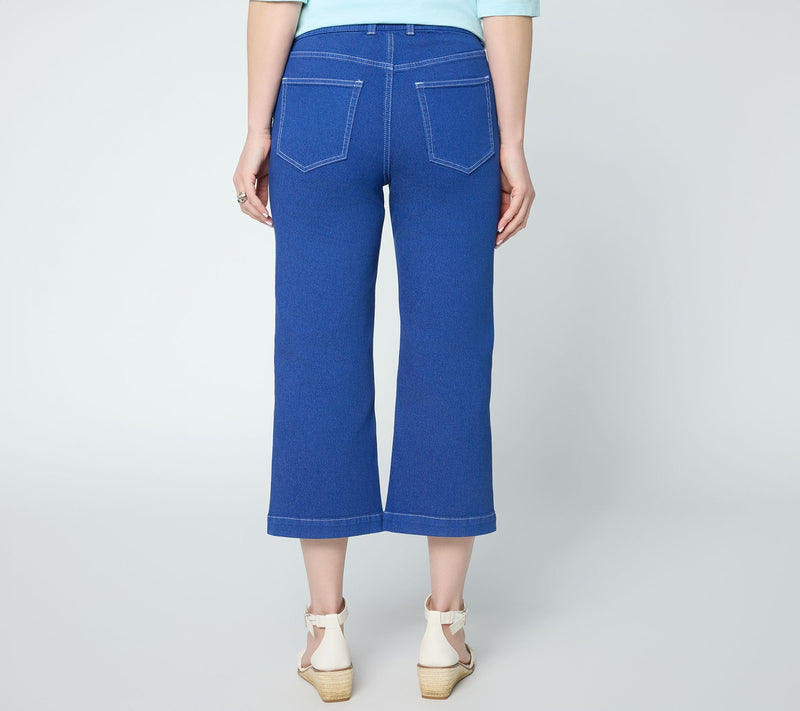 Denim & Co. Petite Classic Stretch Wide Leg Crop Jeans — View 4