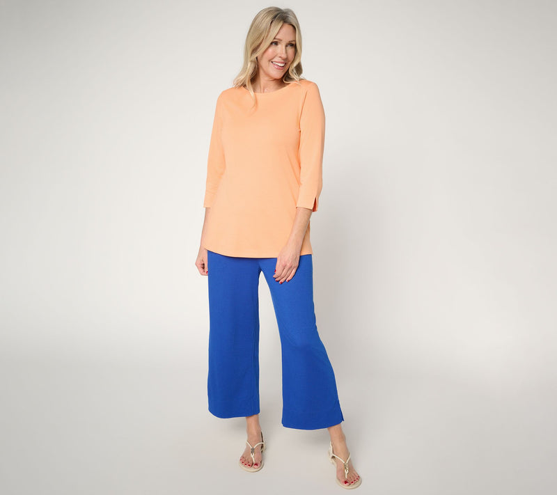 Denim & Co. Beach Jersey 3/4 Sleeve Boat Neck Top — View 5