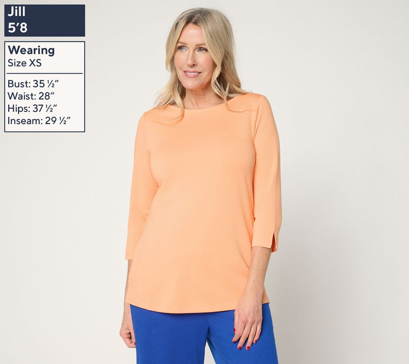 Denim & Co. Beach Jersey 3/4 Sleeve Boat Neck Top — View 3