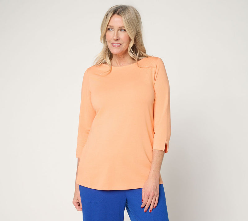 Denim & Co. Beach Jersey 3/4 Sleeve Boat Neck Top — View 13