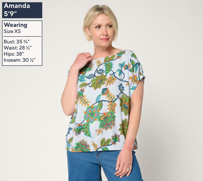 Peace Love World Crew Neck Ruched Dolman Sleeve Top — View 3