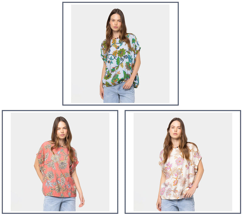 Peace Love World Crew Neck Ruched Dolman Sleeve Top — View 7