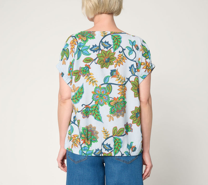 Peace Love World Crew Neck Ruched Dolman Sleeve Top — View 4