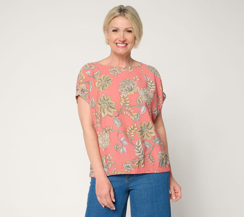 Peace Love World Crew Neck Ruched Dolman Sleeve Top — View 13