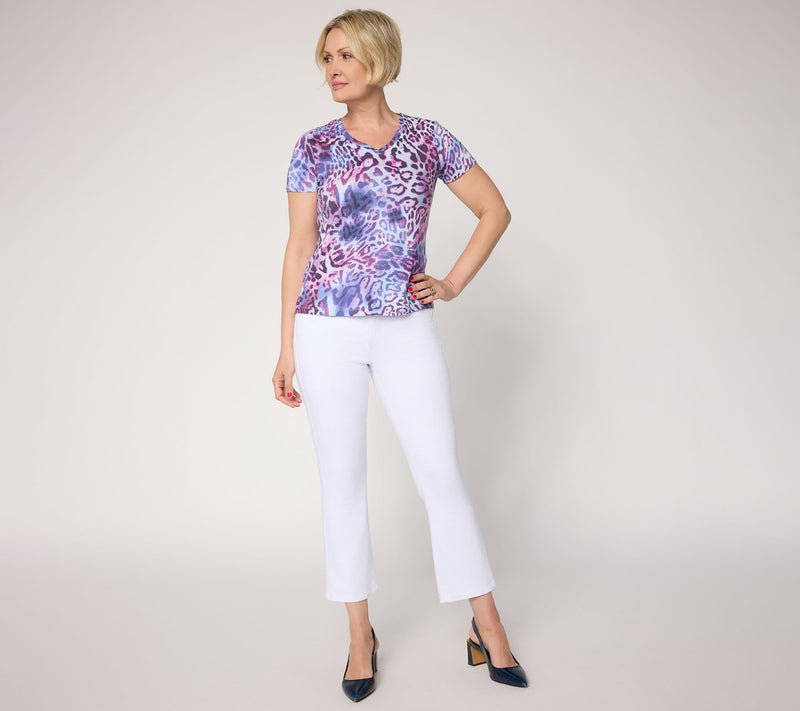 nicole by Nicole Miller Luxe Modal Short Sleeve Printed Tee — View 5