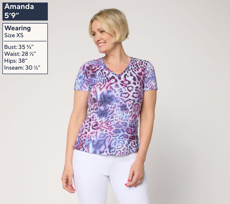 nicole by Nicole Miller Luxe Modal Short Sleeve Printed Tee — View 3