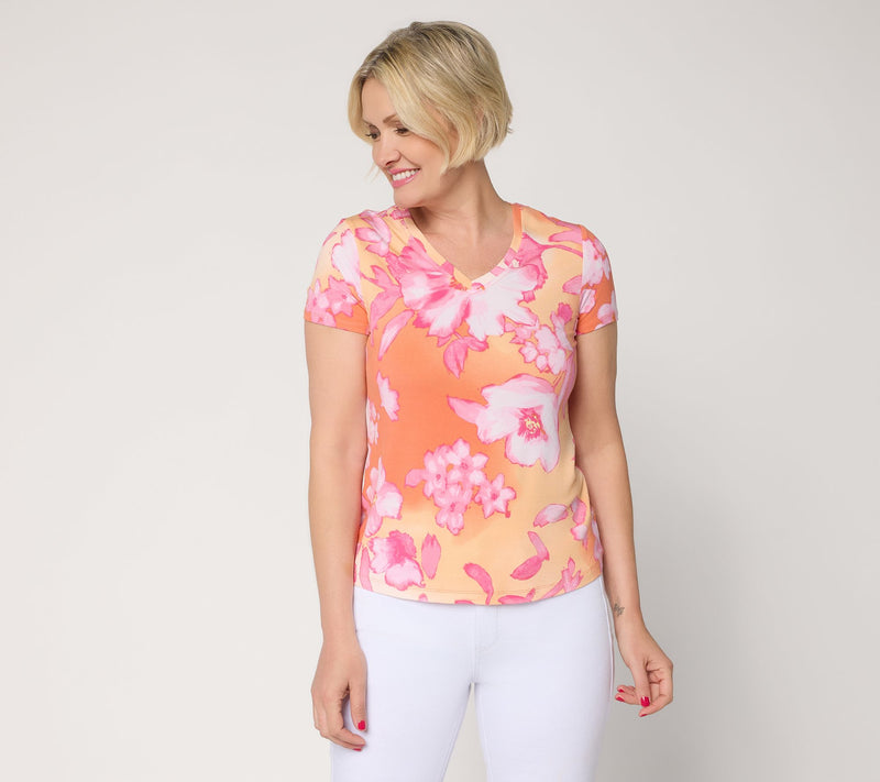 nicole by Nicole Miller Luxe Modal Short Sleeve Printed Tee — View 12