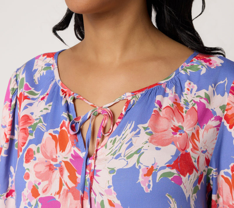 nicole by Nicole Miller Stretch Challis Printed Boho Blouse — View 6