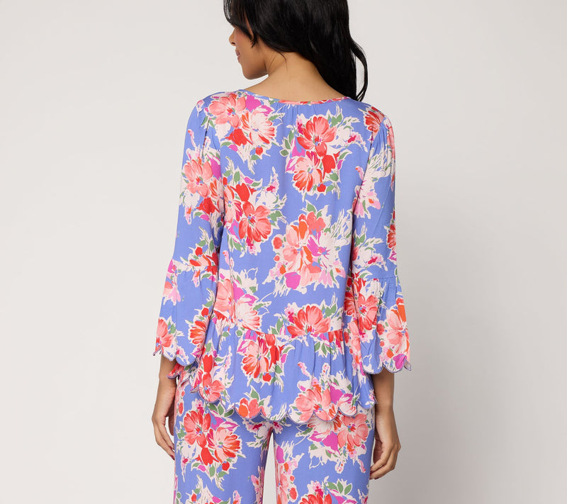 nicole by Nicole Miller Stretch Challis Printed Boho Blouse — View 4