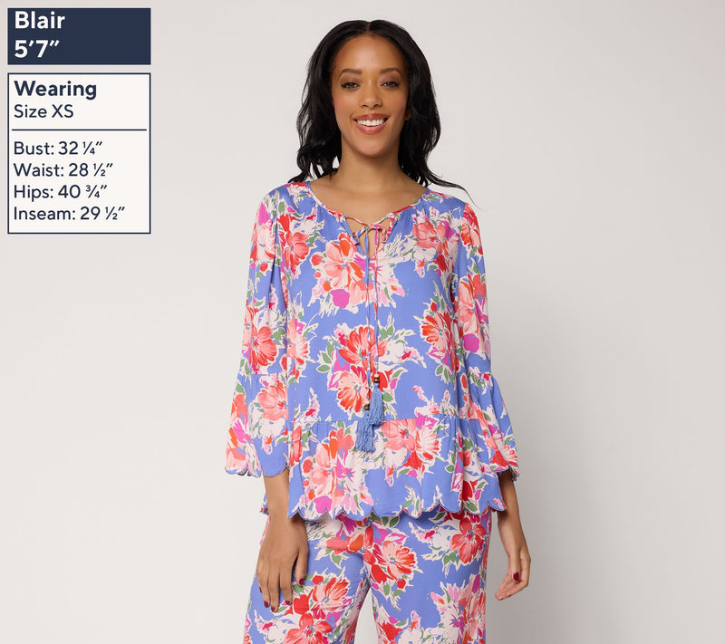 nicole by Nicole Miller Stretch Challis Printed Boho Blouse — View 3