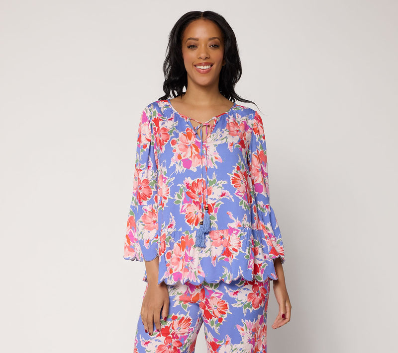 nicole by Nicole Miller Stretch Challis Printed Boho Blouse — View 13