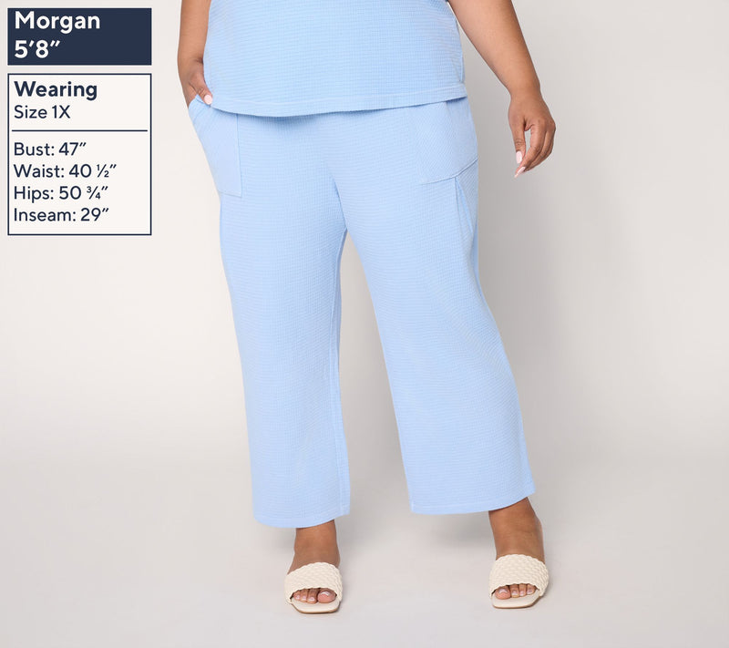 AnyBody Petite Washed Waffle Cropped Pant — View 2