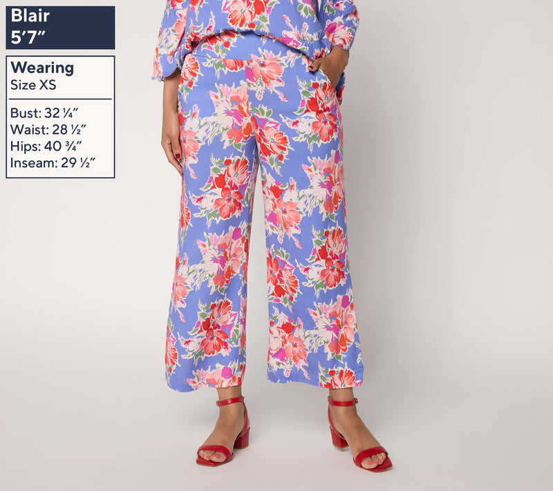 nicole by Nicole Miller Regular Printed Stretch Challis Cropped Pants — View 4