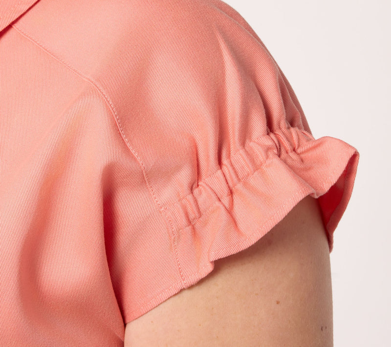 AnyBody Lyocell Collared Top With Sleeve Ruffle — View 6