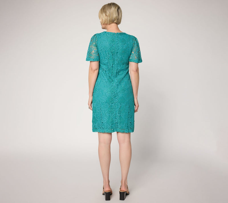 nicole by Nicole Miller Regular Short Sleeve Lace Dress — View 4