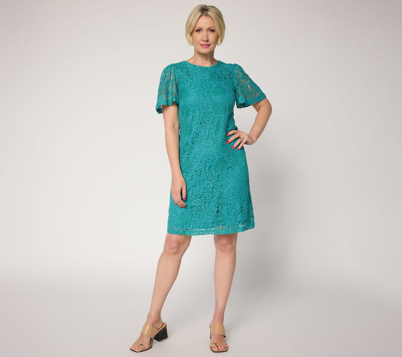 nicole by Nicole Miller Regular Short Sleeve Lace Dress — Main view