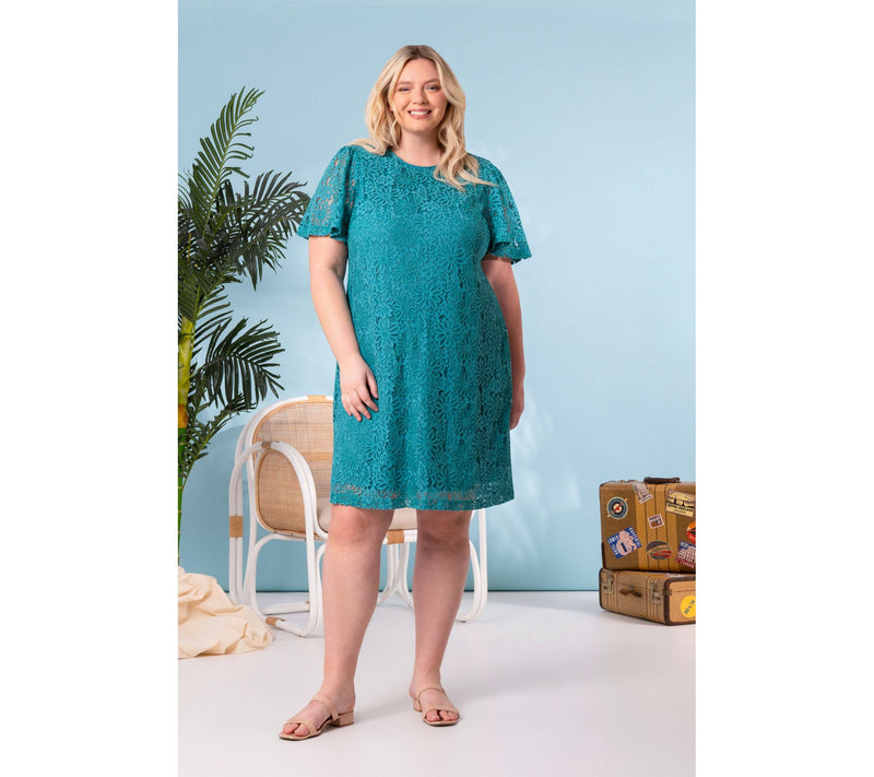 nicole by Nicole Miller Regular Short Sleeve Lace Dress — View 2