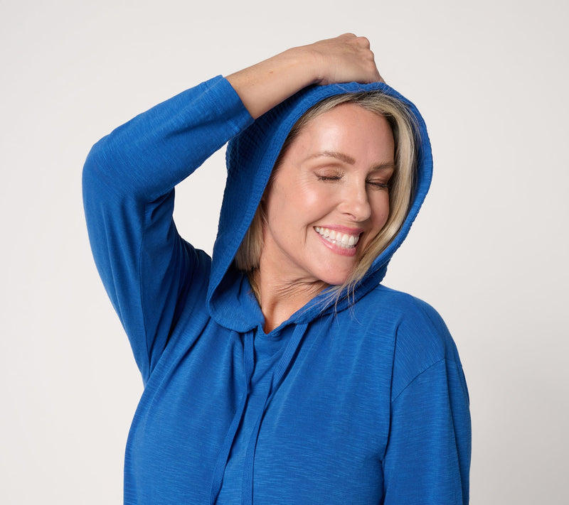 AnyBody Washed Cotton Slub Jersey and Gauze Mixed Hoodie — View 6