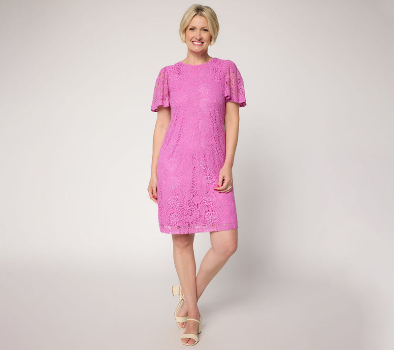 nicole by Nicole Miller Petite Short Sleeve Lace Dress — View 12