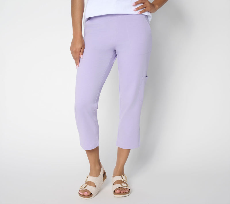 Denim & Co. Regular EasyWear French Terry Cargo Crop Pants — Main view