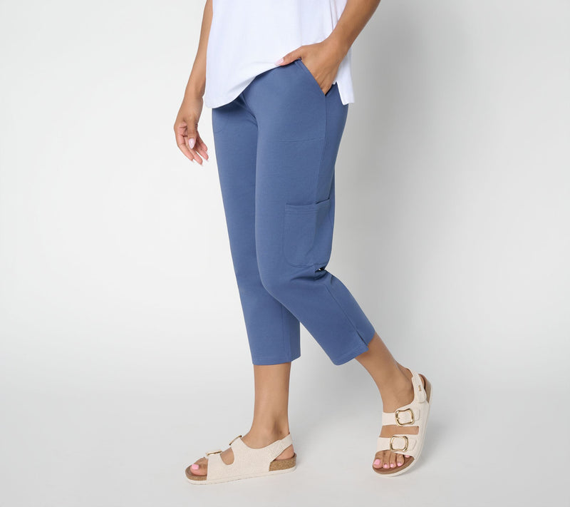 Denim & Co. Petite EasyWear French Terry Cargo Crop Pants — View 16