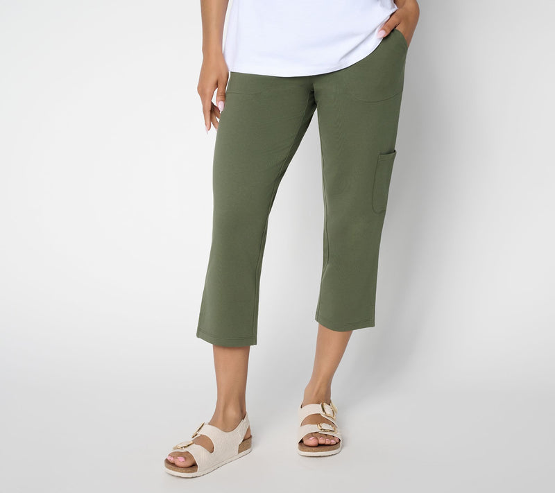 Denim & Co. Petite EasyWear French Terry Cargo Crop Pants — View 18