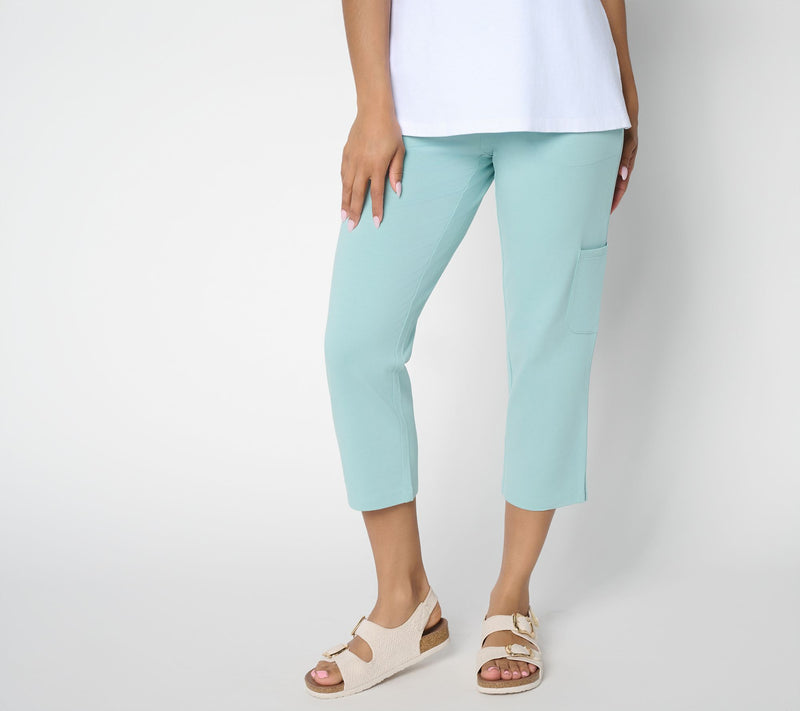 Denim & Co. Petite EasyWear French Terry Cargo Crop Pants — View 20