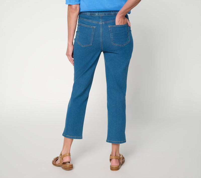 Denim & Co. Regular Indigo Flat Front Side Pocker Crop Pants — View 4