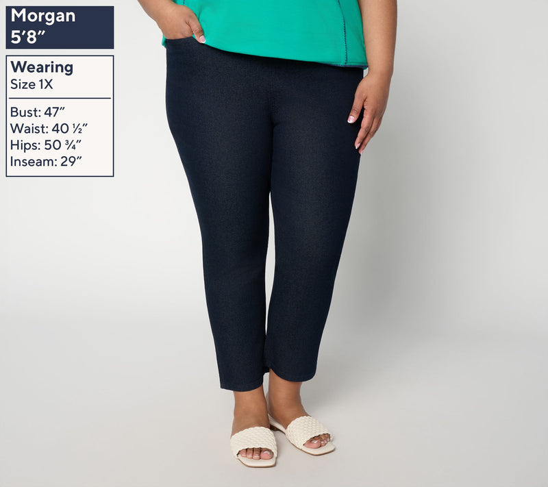 Denim & Co. Regular Indigo Flat Front Side Pocker Crop Pants — View 2