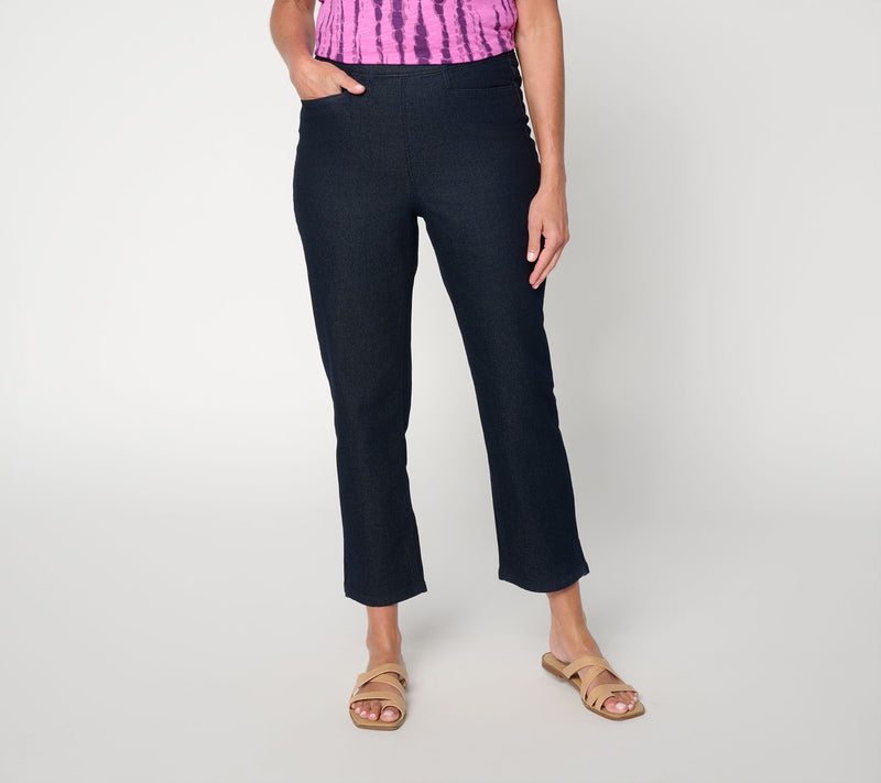 Denim & Co. Regular Indigo Flat Front Side Pocker Crop Pants — View 10