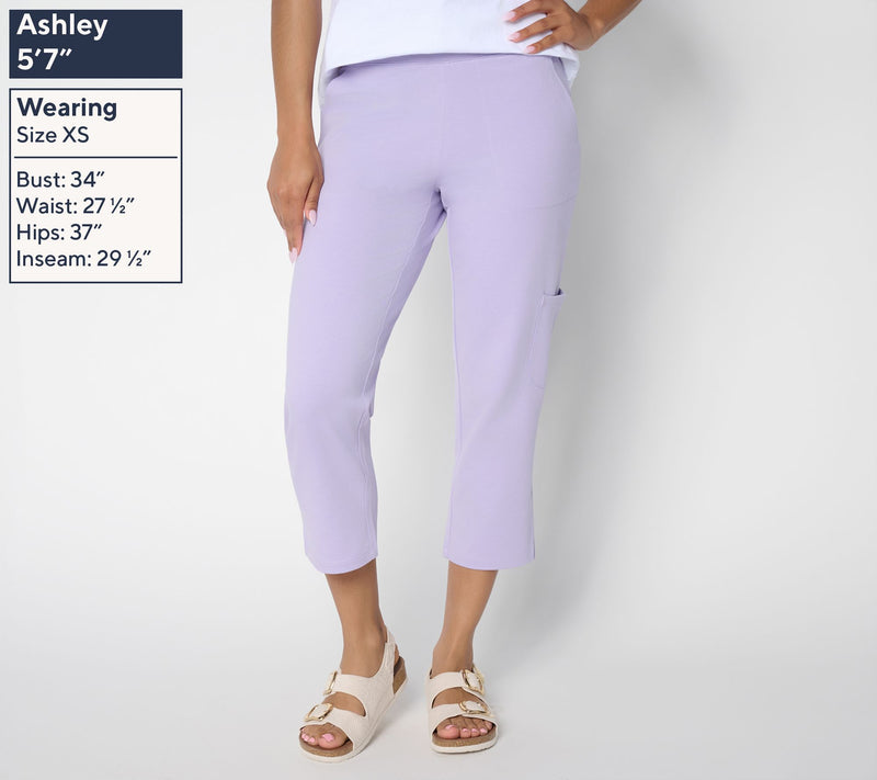 Denim & Co. Tall EasyWear French Terry Cargo Crop Pants — View 3