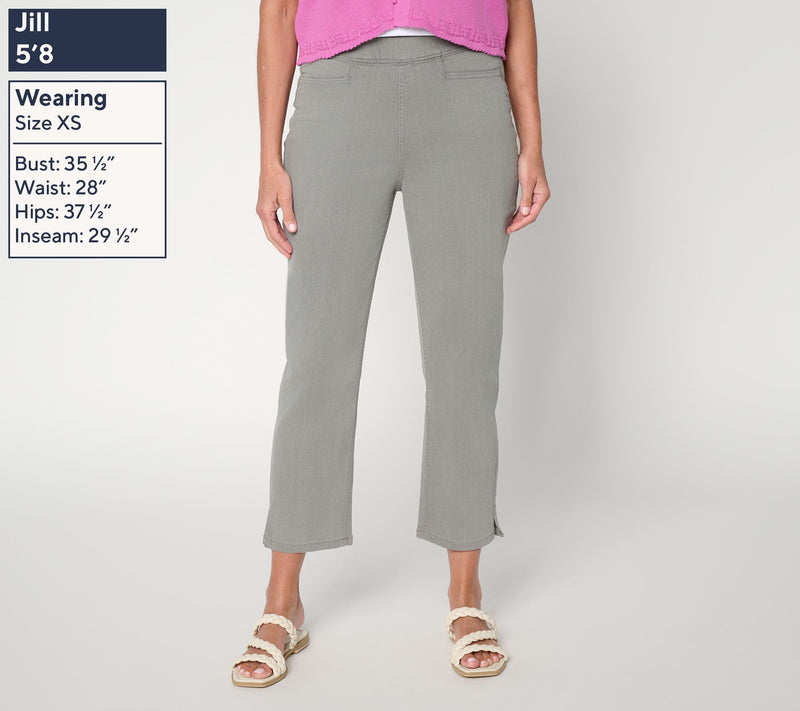Denim & Co. Regular Black Flat Front Side Pocket Crop Pants — View 3
