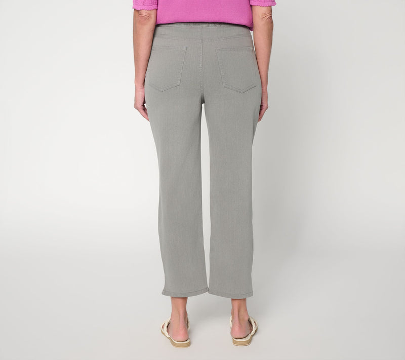 Denim & Co. Regular Black Flat Front Side Pocket Crop Pants — View 4