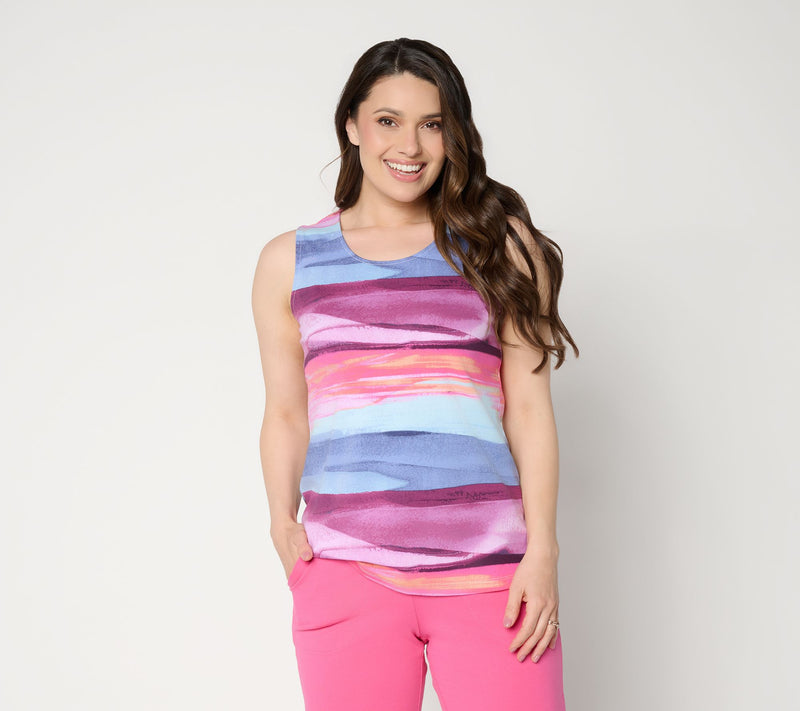 Denim & Co. Printed Favorite Jersey Scoop Neck Tank Top — Main view