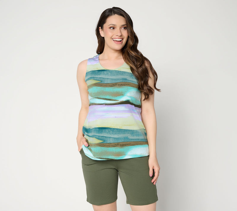 Denim & Co. Printed Favorite Jersey Scoop Neck Tank Top — View 12