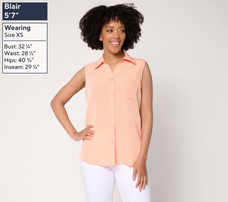 Denim & Co. Essentials Woven Sleeveless Utility Shirt — View 3