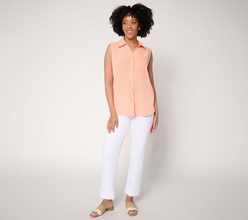 Denim & Co. Essentials Woven Sleeveless Utility Shirt — View 5