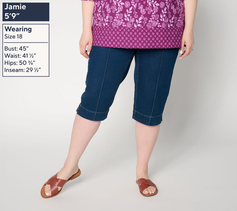 Denim & Co. Regular Indigo So Soft Denim Button Front Skimmers — View 2