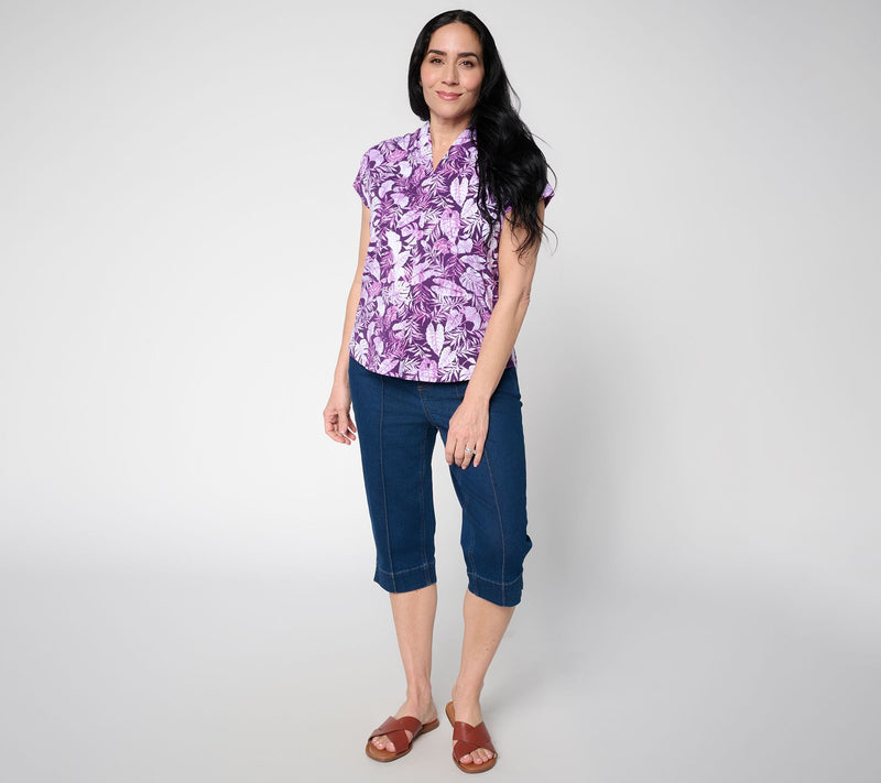 Denim & Co. Regular Indigo So Soft Denim Button Front Skimmers — View 5