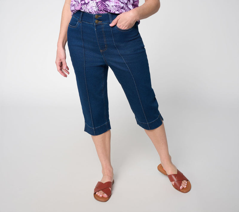 Denim & Co. Regular Indigo So Soft Denim Button Front Skimmers — View 9