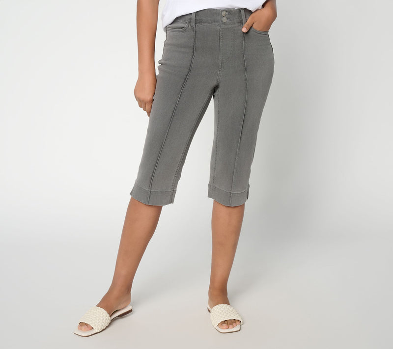 Denim & Co. Regular Black So Soft Denim Button Front Skimmers — Main view
