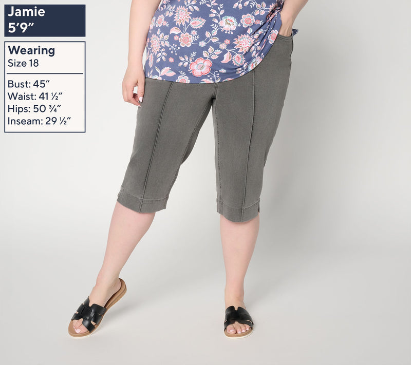 Denim & Co. Regular Black So Soft Denim Button Front Skimmers — View 2