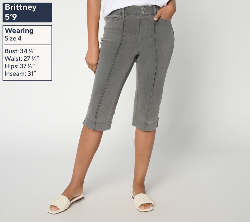 Denim & Co. Petite Black So Soft Denim Button Front Skimmers — View 3