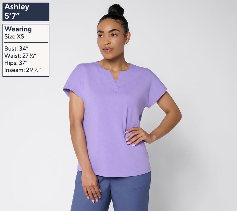 Denim & Co. Favorite Jersey Dolman Sleeve Split Neck Top — View 3